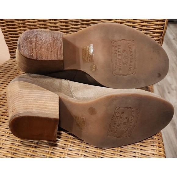 Lucky Brand Boots Womens 9.5 Leather Suede Booties Emmerlee Country Western 2.5" - Picture 12 of 12